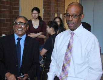 Farghalli Mohamed with UCI Chancellor Michael Drake