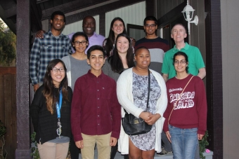 Nine engineering students joined Lou Gill and Dean Gregory Washington for family-style dinner.