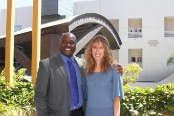 Stacey Nicholas with Samueli School Dean Gregory Washington